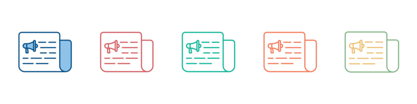 News Paper Icon Set Multiple Style Collection