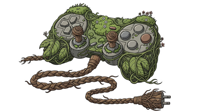 Mossy Game Controller Vector Illustration
