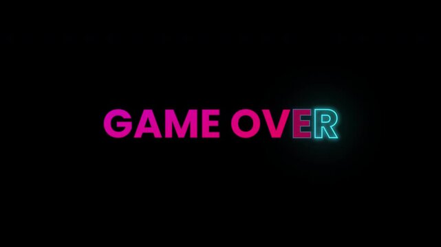 Game Over Glow Reveal Light Fade Text Alpha Channel 4K Video
