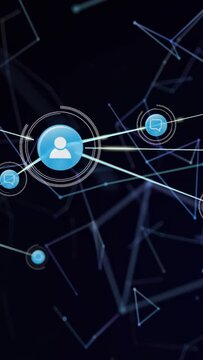 Vertical video: Faint beam sweeping central avatar growing and linking nodes, showing network