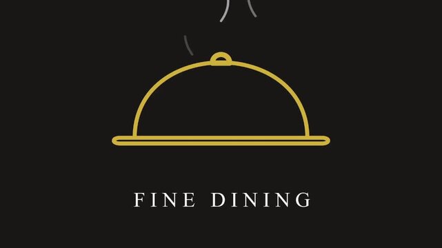 Elegant golden cloche icon with steam symbolizing fine dining and gourmet cuisine perfect for luxury restaurant branding or exclusive food service concepts
