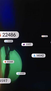 Vertical video: Bokeh pulsing, badges appearing and drifting, cursor hovering, showing alerts
