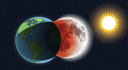 Earth Moon Sun Solar Eclipse Celestial Phenomenon. © Agos