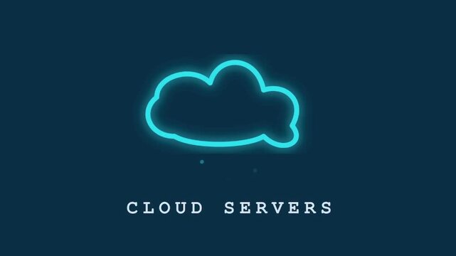 Glowing neon cloud icon a minimalist digital illustration representing cloud servers and data storage technology