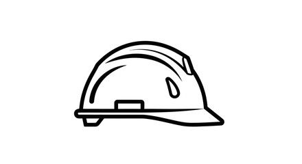 Fototapeta premium Minimalist black and white construction hard hat safety helmet icon