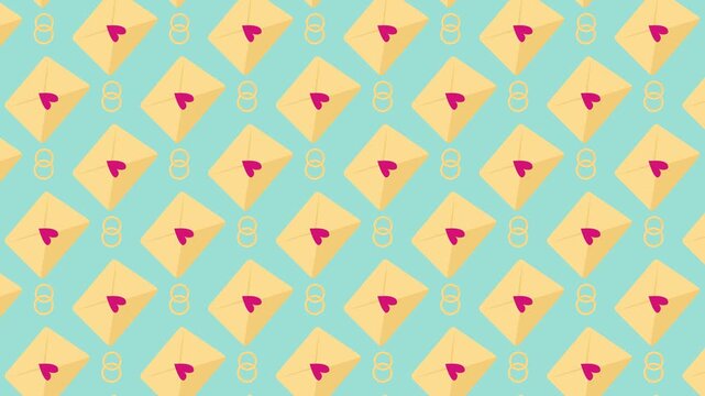 Cute Love Letters & Wedding Rings Animated Background