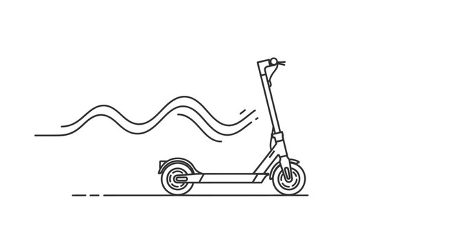 Minimalist electric scooter line art icon on white background