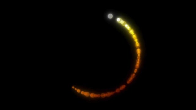 Abstract circular loading animation with glowing gradient dots on a dark background perfect for modern web and app UIUX design