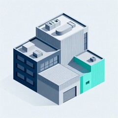 Fototapeta premium Isometric View of Modern Multi-Building Complex