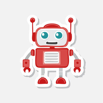 Cute Red Robot Sticker