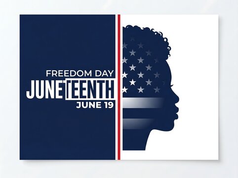 Juneteenth freedom day graphic with silhouette and american flag