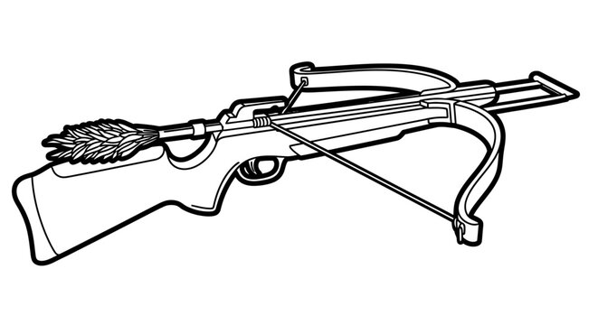 Detailed illustration of a crossbow isolated on white background