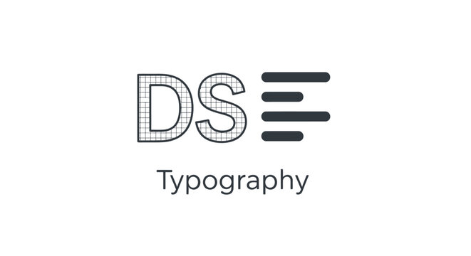 Modern typography logo with lettering and graphic elements on white background