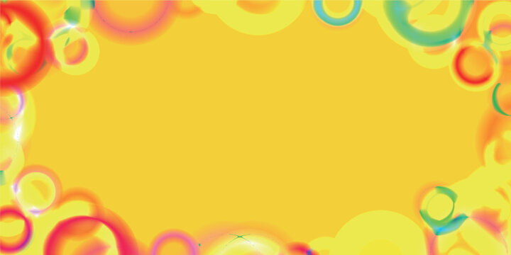 Vibrant Abstract Yellow Background with Colorful Circular Elements Frame