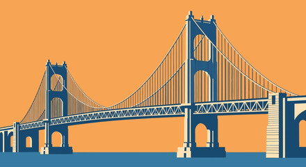 Fototapeta premium suspension bridge vector illustration flat design