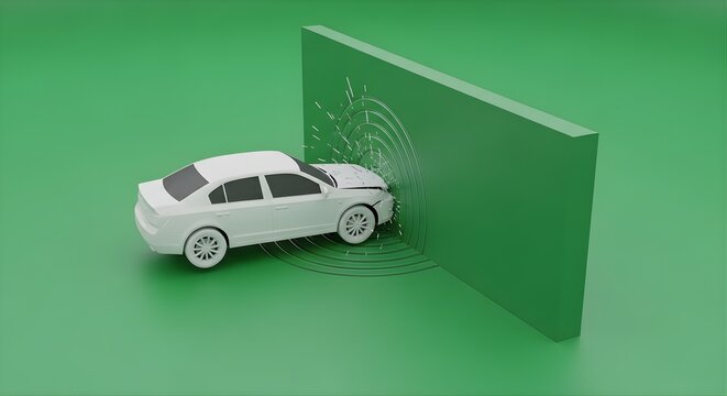 Car Crashing into Green Wall with Impact Effect