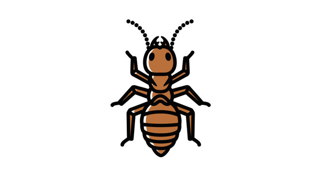 Cartoon termite insect illustration on white background isolated for design