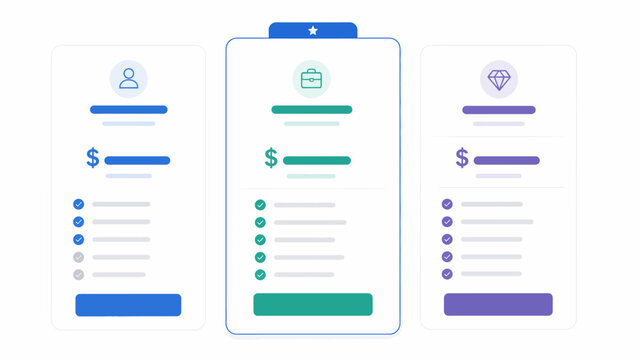 Modern Minimalist UI UX Subscription Pricing Table Vector Template