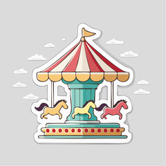 Obraz premium Carousel with horses illustration