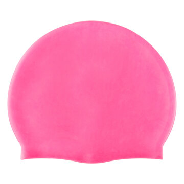 women's pink rubber swimming cap, on a white background