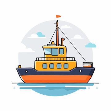Cartoon Tugboat Illustration