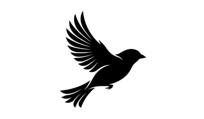 Fototapeta premium Sparrow flying silhouette set bird wings vector illustration collection isolated on white background