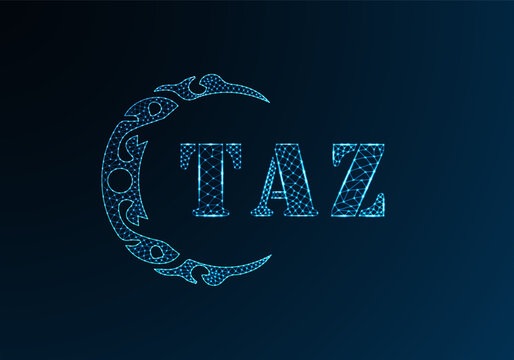 Low poly letter logo TAZ design. TAZ letter logo low poly vector design on blue color gradient background. TAZ logo low poly design