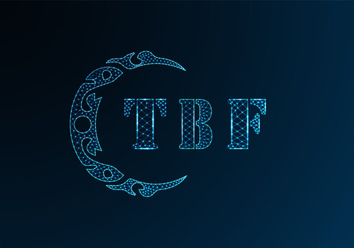 Low poly letter logo TBF design. TBF letter logo low poly vector design on blue color gradient background. TBF logo low poly design