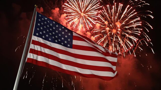 American flag with fireworks ideal for travel vlogs and eco-friendly campaigns