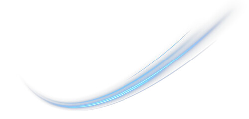 Obraz premium Blue glowing shiny lines. Vector blue light effect, neon speed motion curve.Speed ​​line.PNG festive overlay effectё