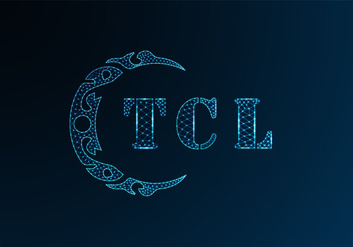 Low poly letter logo TCL design. TCL letter logo low poly vector design on blue color gradient background. TCL logo low poly design