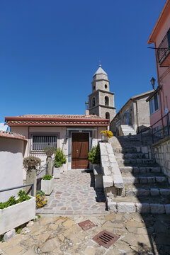 A street among the old houses of San Fele, a small town in Basilicata, Italy.