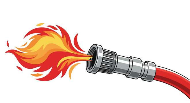 Fire coming out of hose nozzle.