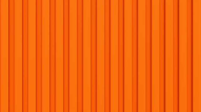 Orange wall siding texture. Vertical metal panel pattern texture. Shipping container background. Corrugated metal. Realistic vector illustration