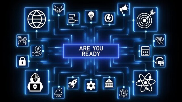 Readiness signal concept presenting anticipation, preparation mindset and launch momentum across a dynamic digital technology.4k Animation.