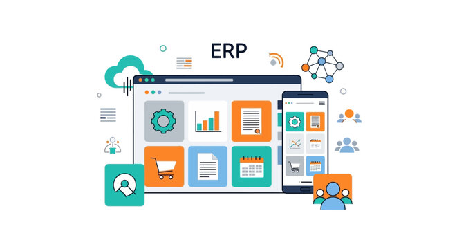 Enterprise Resource Planning System Interface on Devices.
