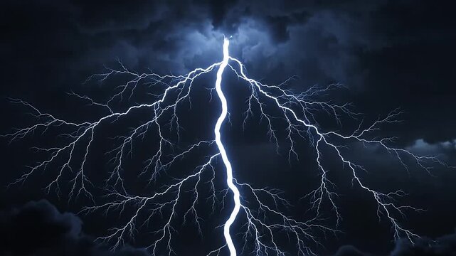 Lightning strike in stormy sky symbolizing tranquility, harmony, and natural balance
