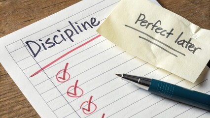 Obraz premium Discipline checklist with pen and notes