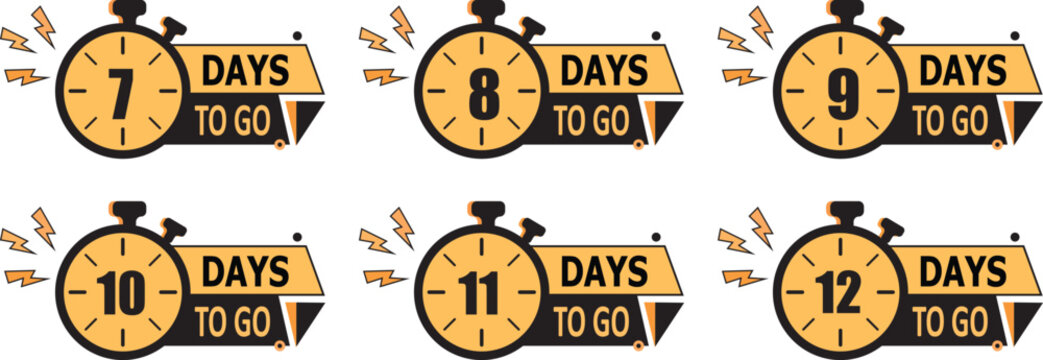 countdown 1, 2 3 4, days to go banner set, Number of days left sign for sale and promotion featuring professional vector graphics. limited time offer countdown collection, 
