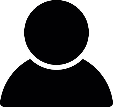 Profile icon features a black human silhouette with a circular head and rounded shoulders used for digital user identification.