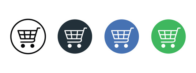 Shopping cart icons in various colors for e-commerce functions. © Abuk