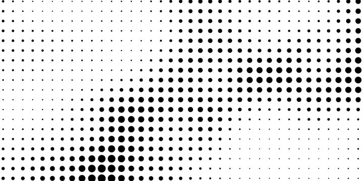 Black polka dots seamless pattern on white background. Halftone minimalist abstract wall in diagonal lines. Vector eps 10