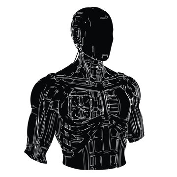 Silhouette robot body bundle, humanoid technology and mechanical design.