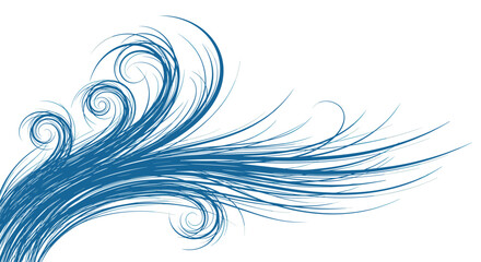 Fototapeta premium Stylized blue wave illustration with many swirling lines, representing flowing water or gusts of wind in a decorative and artistic manner.