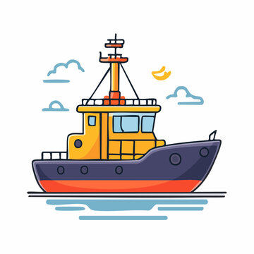 Cartoon Tugboat Illustration