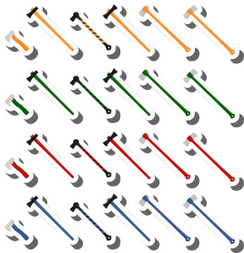 big kit steel axes with wooden handle