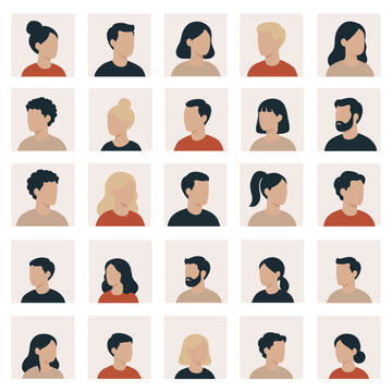 Diverse people avatar portrait collection. A modern set of inclusive profile characters for teams, users, community platforms, and contact interfaces. Ideal for human resources, customer profiles, soc