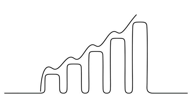 Continuous line drawing of a growing graph.