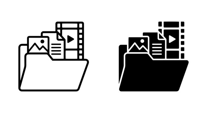 File Folder Icons, Document and Media Organization, Digital Asset Management Set