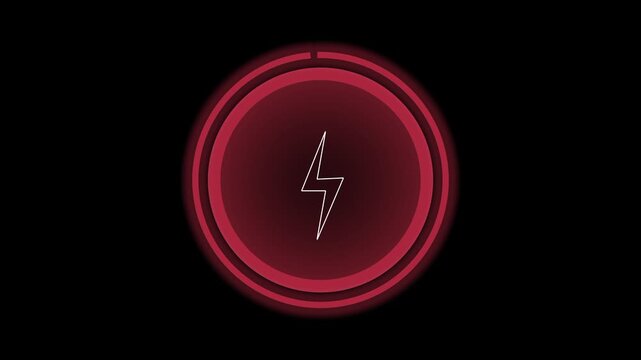 Glowing red energy symbol indicating electrical power, battery charging status, or quick boost activation on a dark digital interface